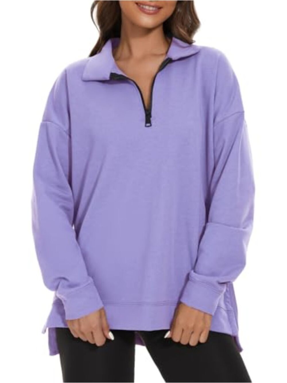 Women's Loose Fit Half Zip Sweatshirt Long Sleeve Pullover Tops